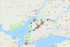 Google My Maps map of requests for volunteers Montreal spring floods