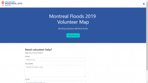 montreal floods 2019 volunteer map landing page